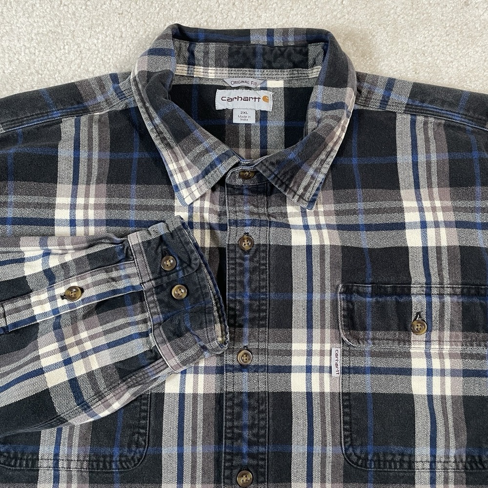 Carhartt Hubbard Plaid Workshirt Men's 2XL Heavy Duty Cotton Long Sleeve